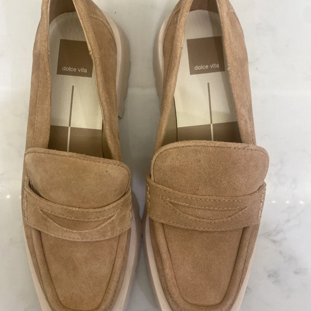 Dolce Vita Elias Chunky Platform Lug Loafer Tan Suede Women's Size 8.5 - Picture 6 of 6